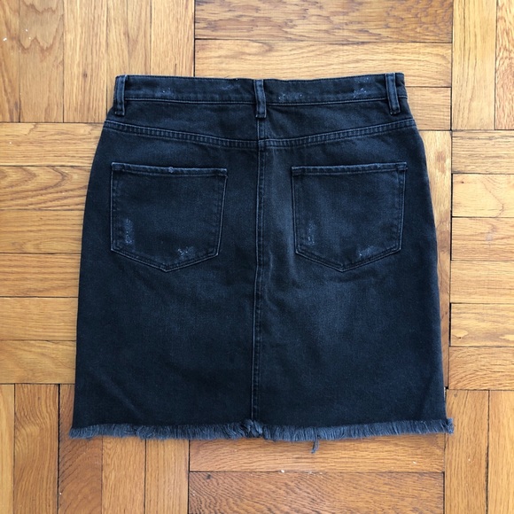 All Saints Black Distressed Denim Mini Skirt - Picture 4 of 7